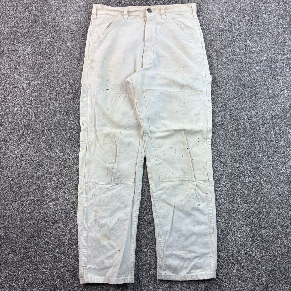 Vintage Stan Ray Carpenter Pants Mens 30x30 White Double Knee Distressed USA
